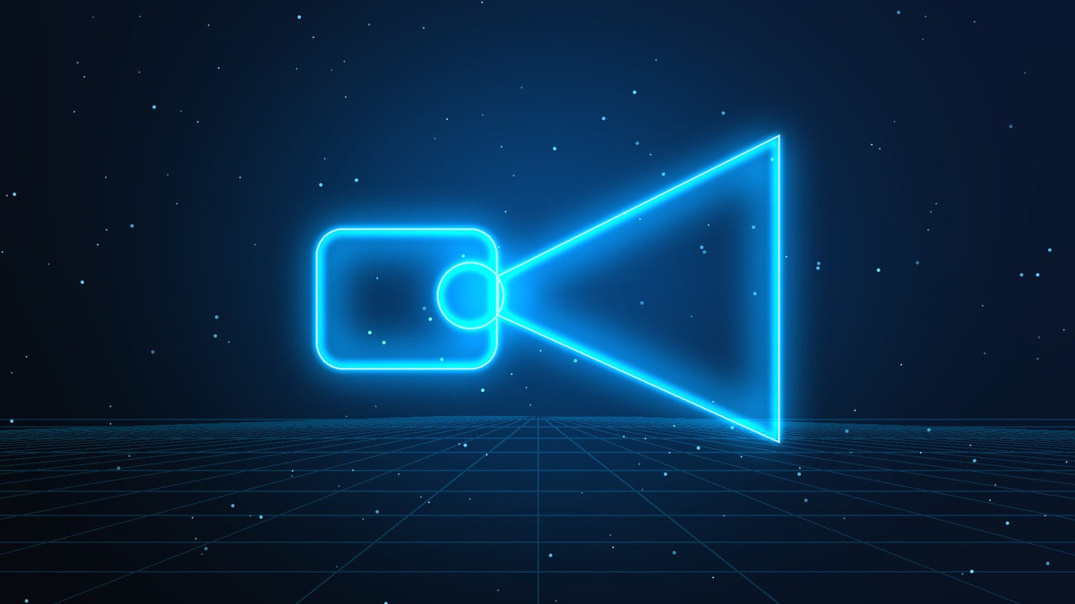 Neon illustration of a projector beam